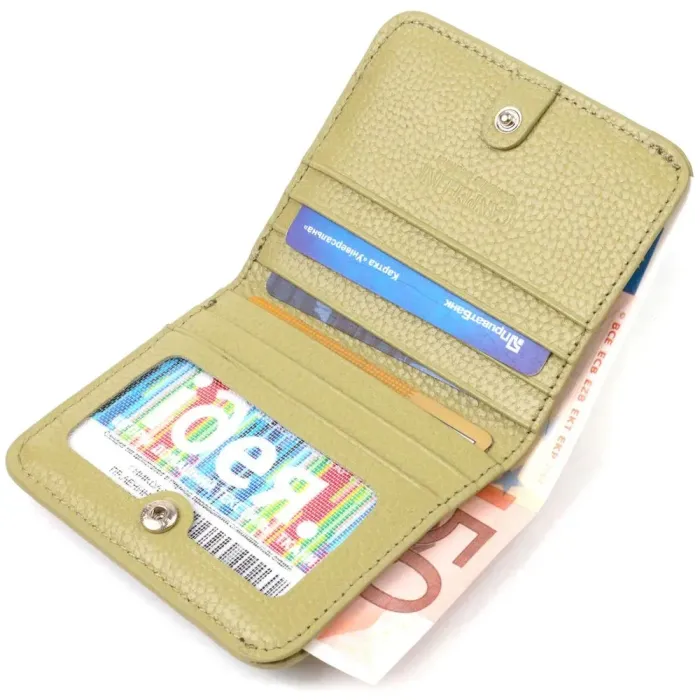 Компактний жіночий гаманець із натуральної шкіри флотар CANPELLINI 21793 Оливковий