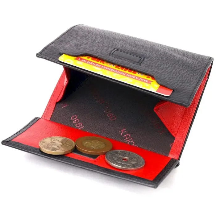 Компактный женский кошелек на магните из натуральной кожи KARYA 21185 Черный