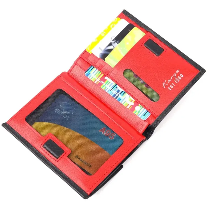 Компактный женский кошелек на магните из натуральной кожи KARYA 21185 Черный