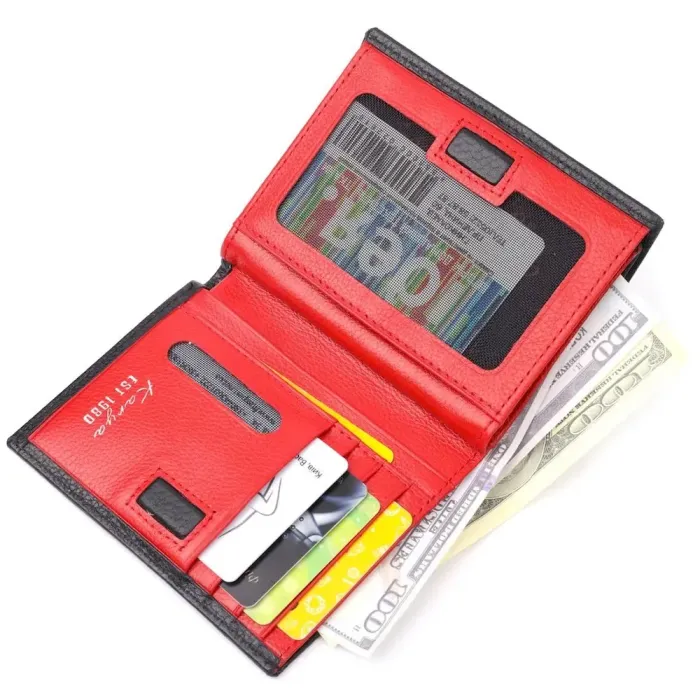 Компактный женский кошелек на магните из натуральной кожи KARYA 21185 Черный