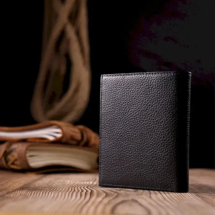 Компактный женский кошелек на магните из натуральной кожи KARYA 21185 Черный