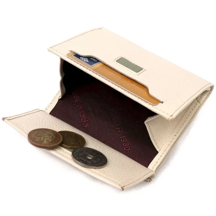 Компактный женский кошелек на магните из натуральной кожи KARYA 21189 Молочный