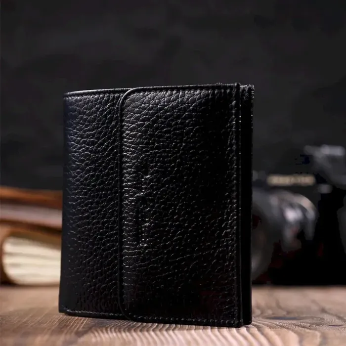 Компактний жіночий гаманець із місткою монетницею на кнопці з натуральної шкіри Tony Bellucci 22010 Чорний