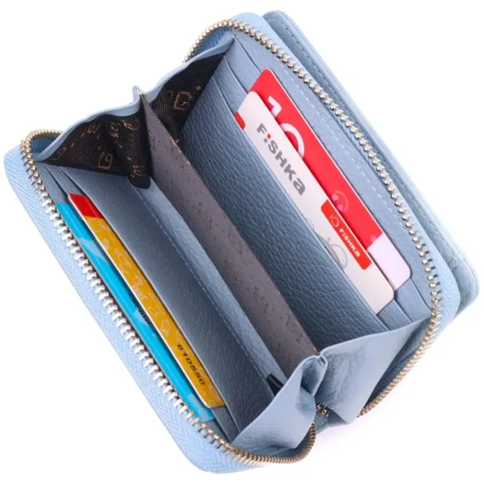 Компактный женский кожаный кошелек Guxilai 19421 Голубой