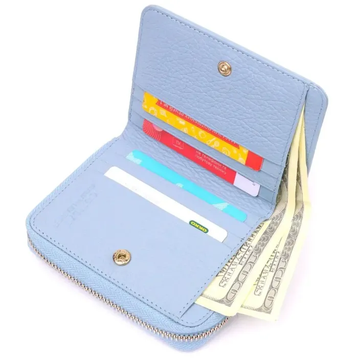 Компактный женский кожаный кошелек Guxilai 19421 Голубой