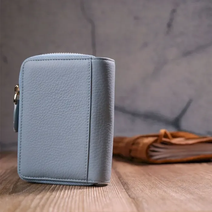 Компактный женский кожаный кошелек Guxilai 19421 Голубой