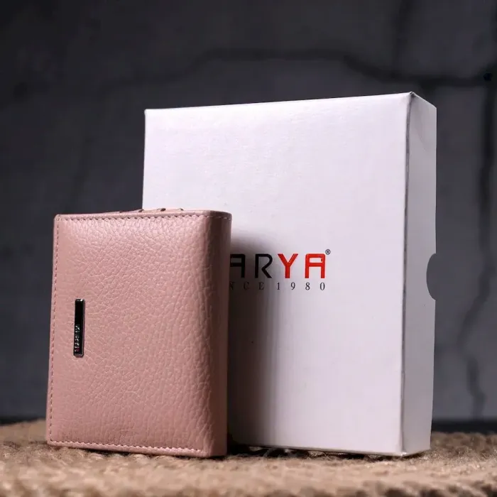 Компактный женский кожаный кошелек с монетницей KARYA 21375 Пудровый