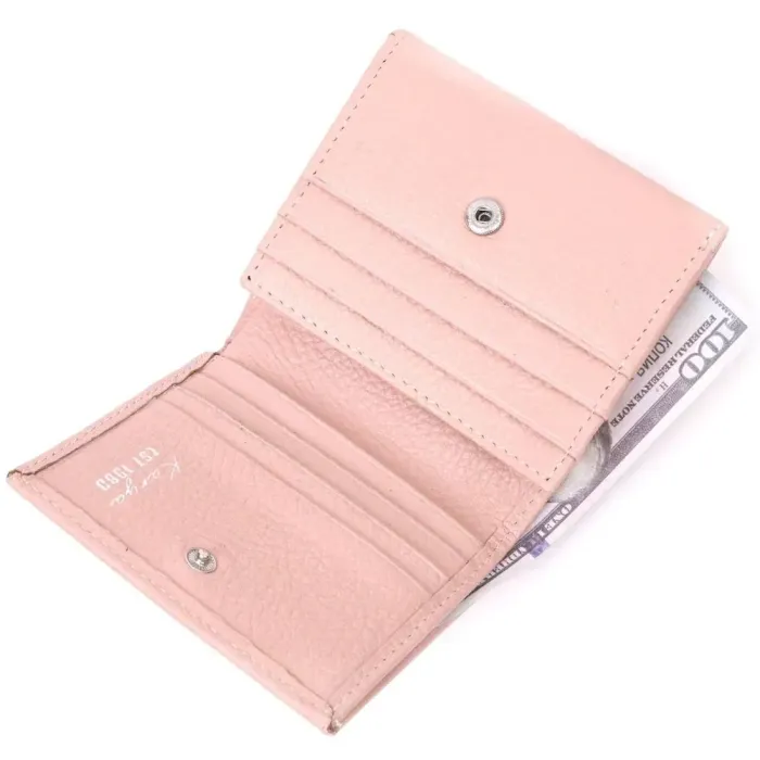 Компактный женский кожаный кошелек с монетницей KARYA 21375 Пудровый