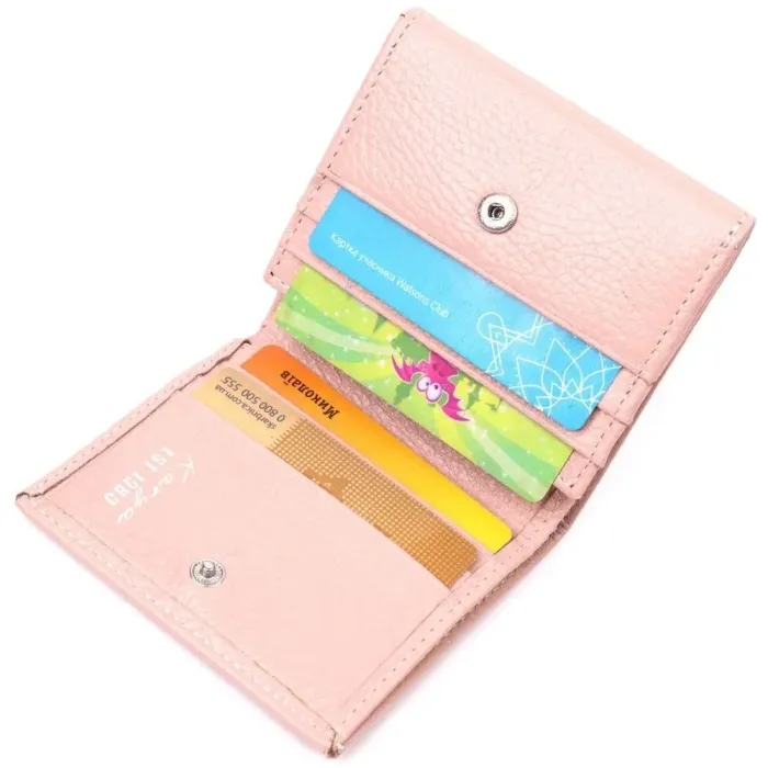 Компактный женский кожаный кошелек с монетницей KARYA 21375 Пудровый