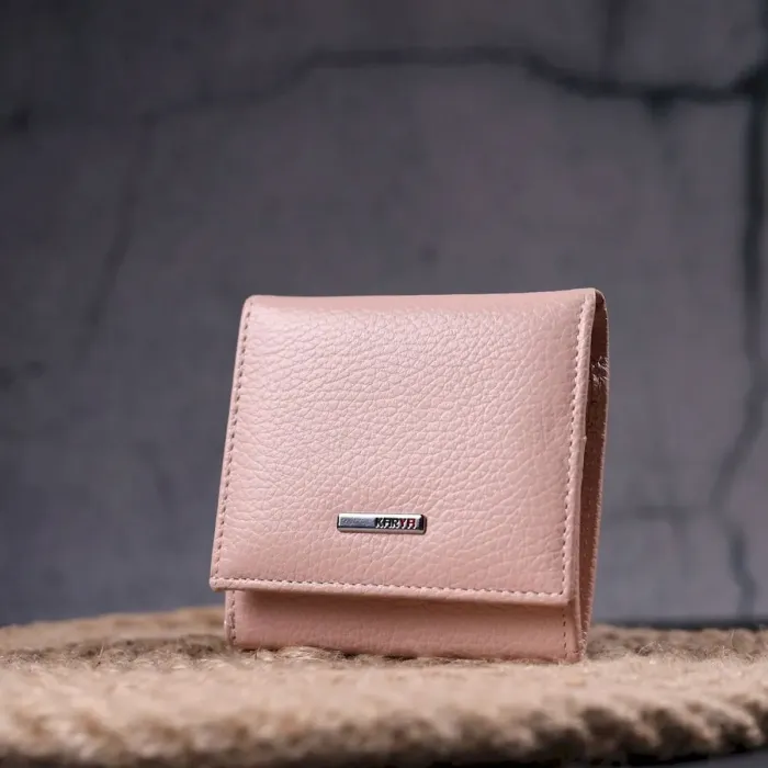 Компактный женский кожаный кошелек с монетницей KARYA 21375 Пудровый