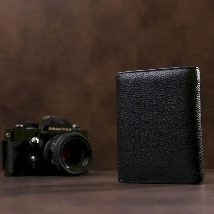 Чоловічий шкіряний гаманець з монетницею Boston 18826 Чорний