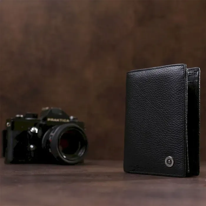 Чоловічий шкіряний гаманець з монетницею Boston 18826 Чорний