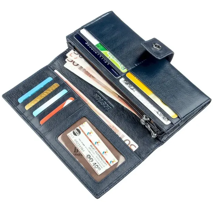 Стильний жіночий гаманець на кнопці Boston 18844 Сіро-блакитний