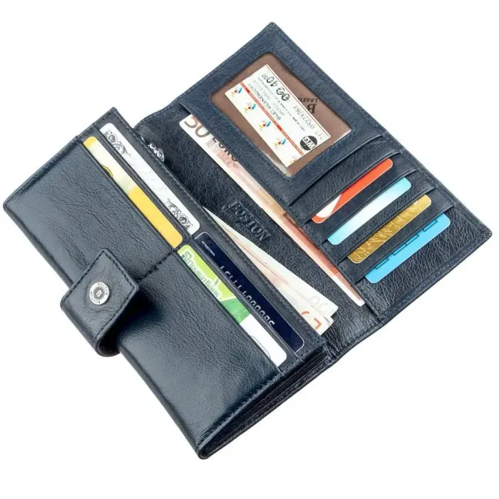 Стильний жіночий гаманець на кнопці Boston 18844 Сіро-блакитний