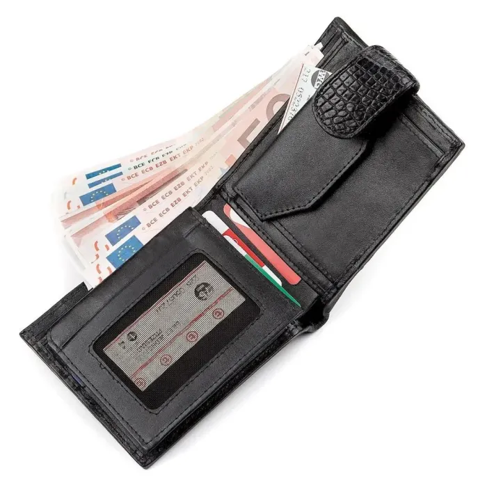 Гаманець CROCODILE LEATHER 18207 із натуральної шкіри крокодила Чорний