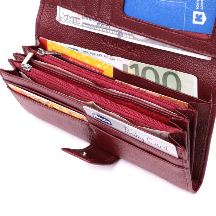 Гаманець для жінок на чотири відділення для купюр із натуральної шкіри ST Leather 22550 Бордовий