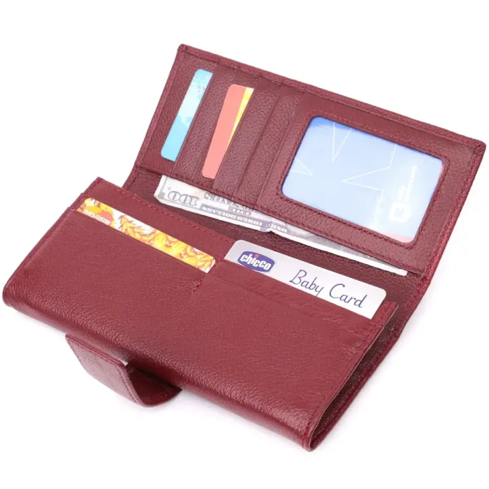 Гаманець для жінок на чотири відділення для купюр із натуральної шкіри ST Leather 22550 Бордовий