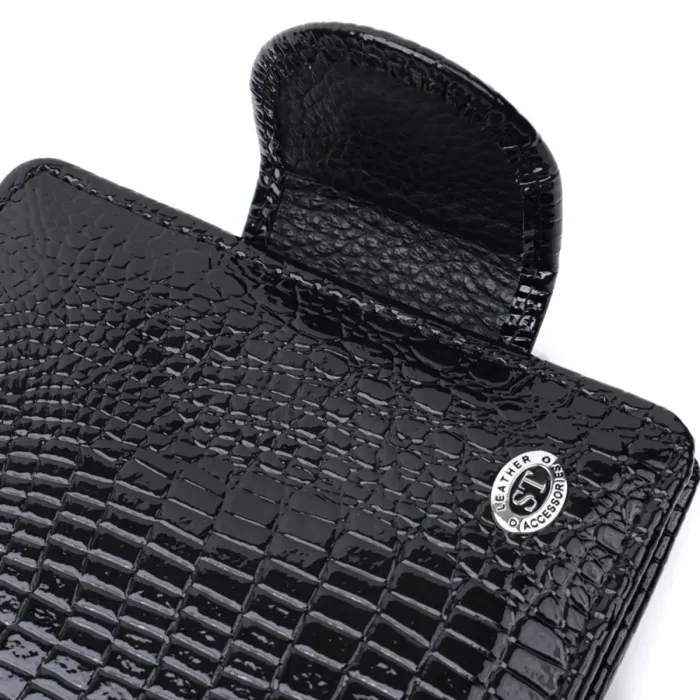 Гаманець для жінок середнього розміру з натуральної шкіри шкіри ST Leather 22686 Чорний