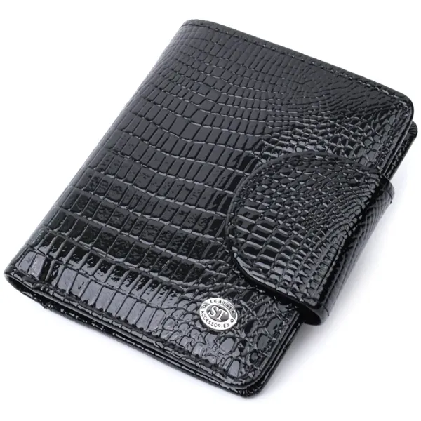 Гаманець для жінок середнього розміру з натуральної шкіри шкіри ST Leather 22686 Чорний