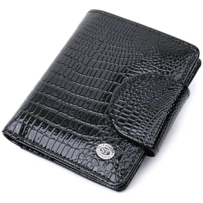 Гаманець для жінок середнього розміру з натуральної шкіри шкіри ST Leather 22686 Чорний