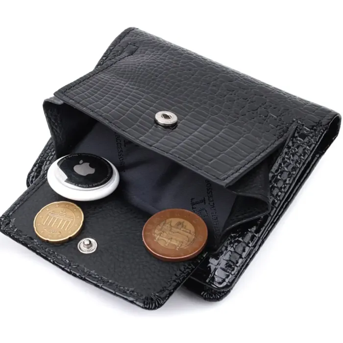 Гаманець для жінок середнього розміру з натуральної шкіри шкіри ST Leather 22686 Чорний