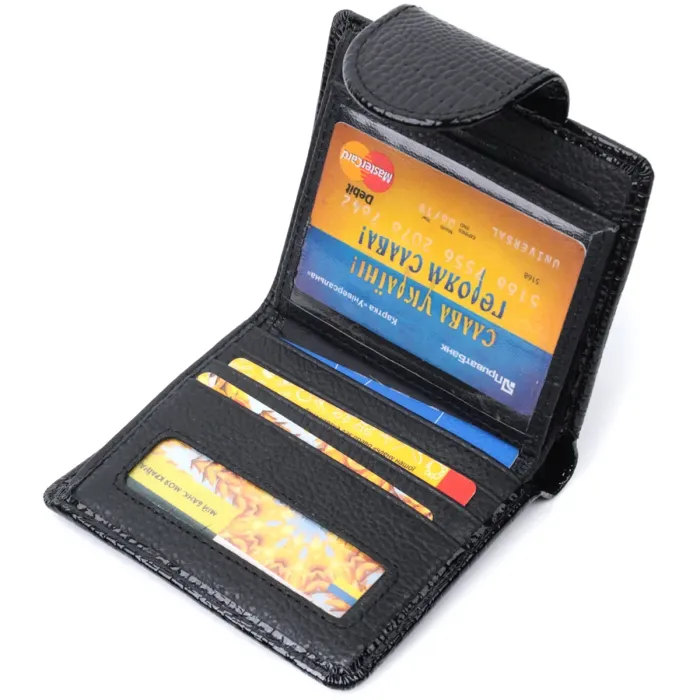 Гаманець для жінок середнього розміру з натуральної шкіри шкіри ST Leather 22686 Чорний