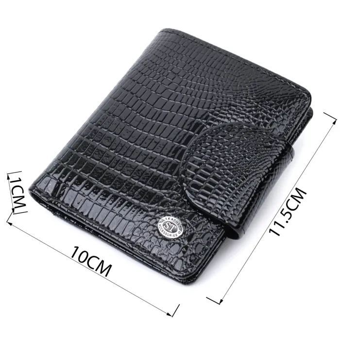 Гаманець для жінок середнього розміру з натуральної шкіри шкіри ST Leather 22686 Чорний