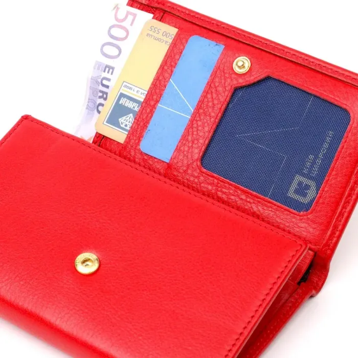 Кошелек для женщин в три сложения из натуральной кожи Tony Bellucci 22038 Красный