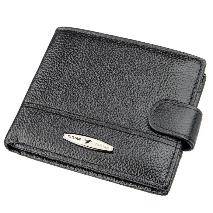 Кошелек горизонтальный мужской флотар кожаный TAILIAN 19008 Черный