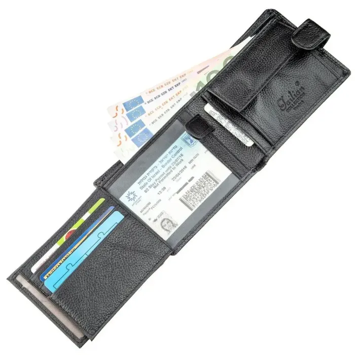 Кошелек горизонтальный мужской кожаный TAILIAN 19003 Черный