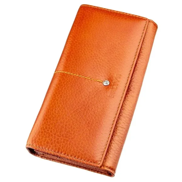 Гаманець горизонтальний зі стразом жіночий шкіряний BALIYA 18976 Помаранчевий