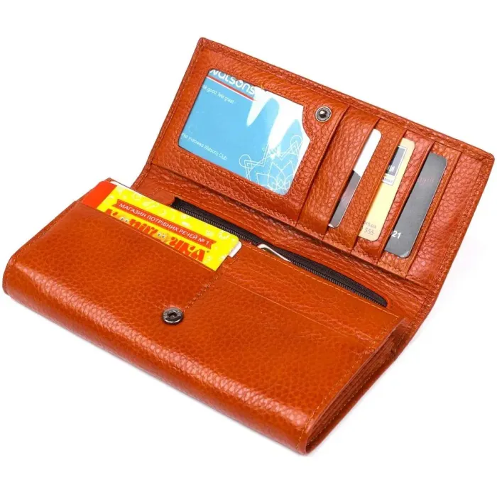 Гаманець горизонтальний зі стразом жіночий шкіряний BALIYA 18976 Помаранчевий