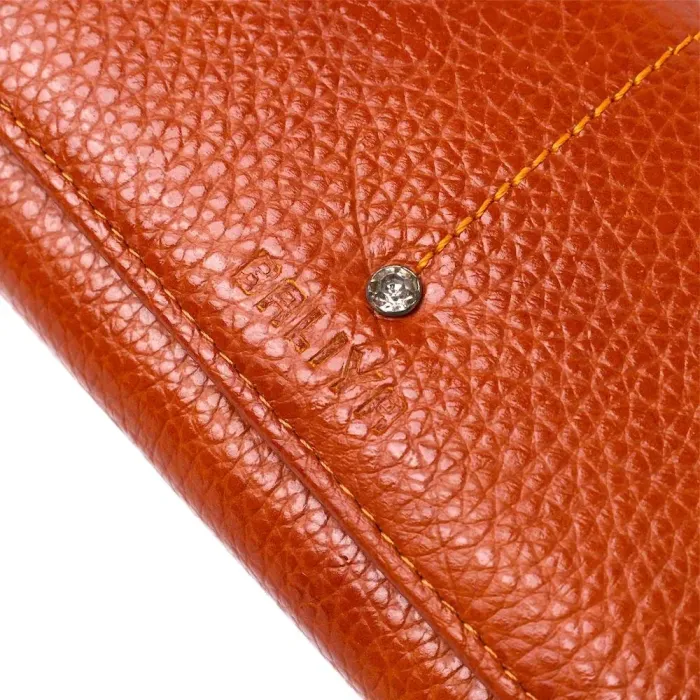 Гаманець горизонтальний зі стразом жіночий шкіряний BALIYA 18976 Помаранчевий