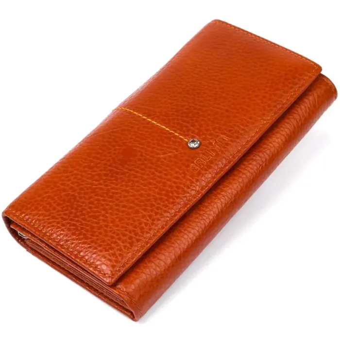 Гаманець горизонтальний зі стразом жіночий шкіряний BALIYA 18976 Помаранчевий