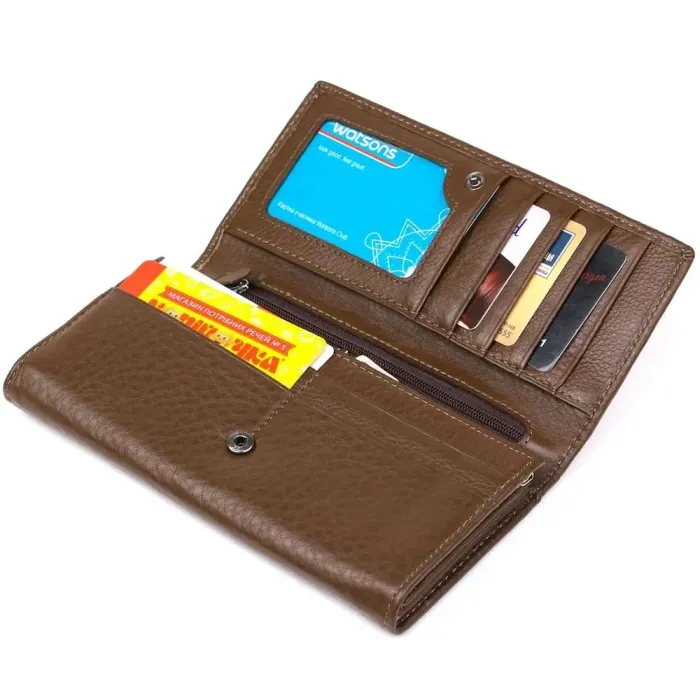 Гаманець горизонтальний зі стразом жіночий шкіряний BALIYA 18977 Коричневий