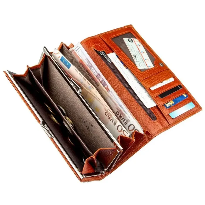 Гаманець горизонтальний жіночий шкіряний BALIYA 18971 Помаранчевий