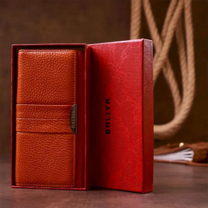 Гаманець горизонтальний жіночий шкіряний BALIYA 18973 Помаранчевий