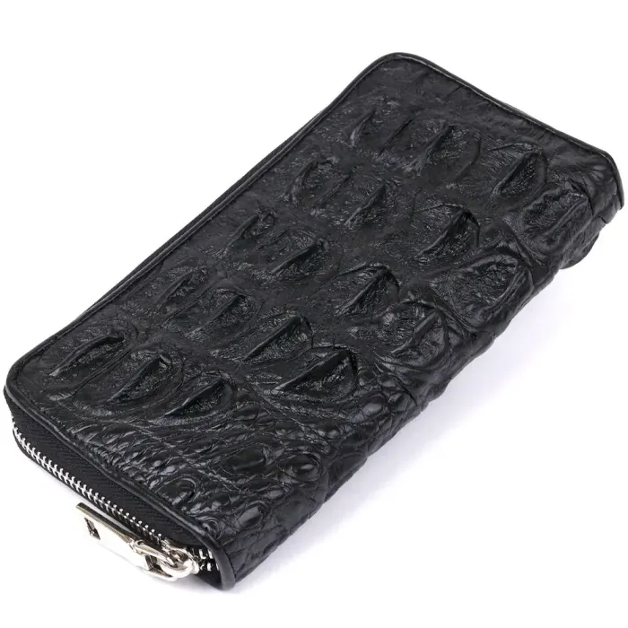 Гаманець-клатч CROCODILE LEATHER 18012 із натуральної шкіри крокодила Чорний