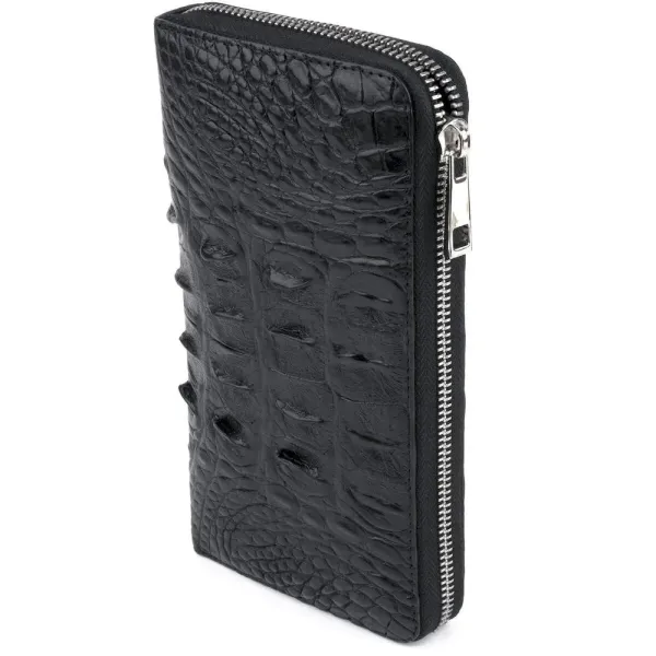 Гаманець-клатч із натуральної шкіри крокодила CROCODILE LEATHER 18016 Чорний