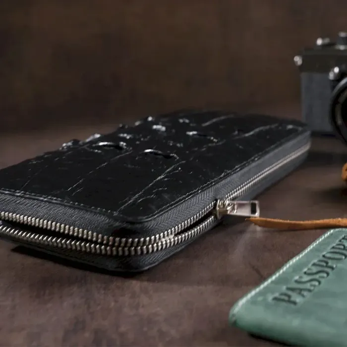 Кошелек-клатч из натуральной кожи крокодила CROCODILE LEATHER 18016 Черный