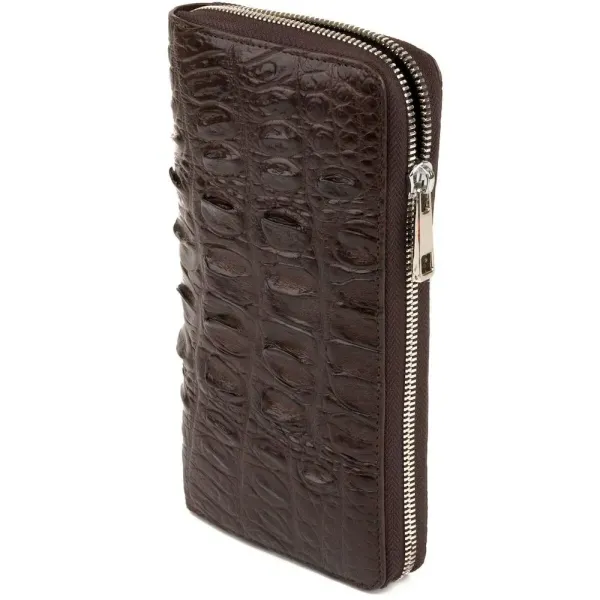 Гаманець-клатч із натуральної шкіри крокодила CROCODILE LEATHER 18017 Коричневий
