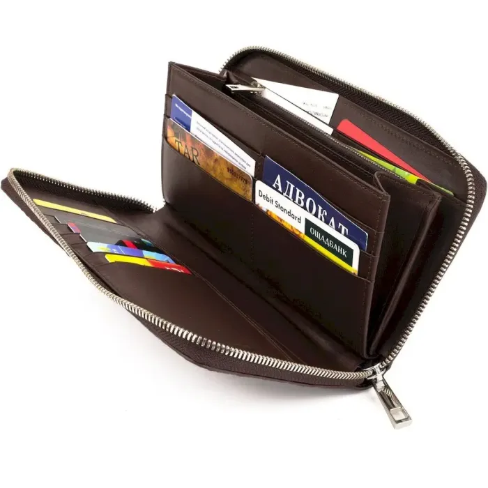 Кошелек-клатч из натуральной кожи крокодила CROCODILE LEATHER 18017 Коричневый