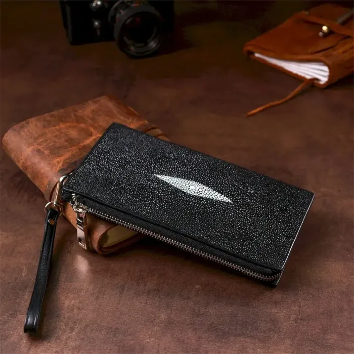 Гаманець клатч STINGRAY LEATHER 18105 із натуральної шкіри морського ската Чорний