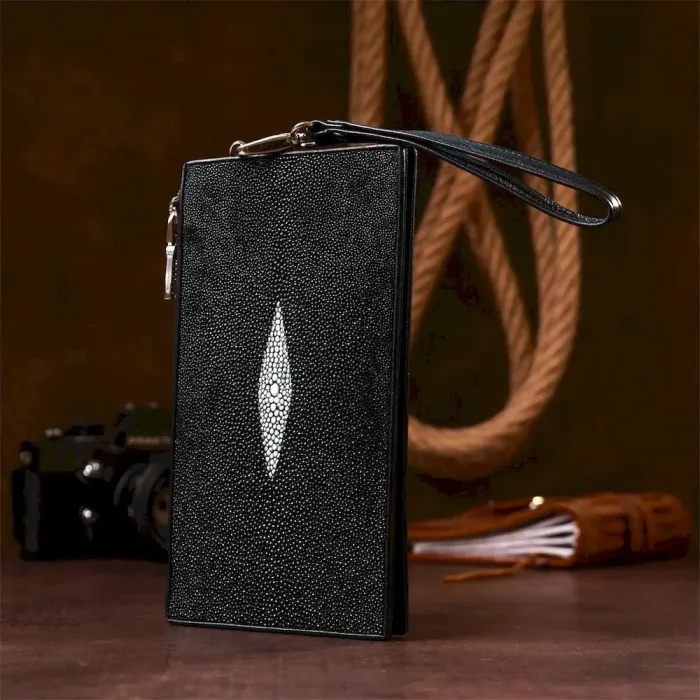 Гаманець клатч STINGRAY LEATHER 18105 із натуральної шкіри морського ската Чорний