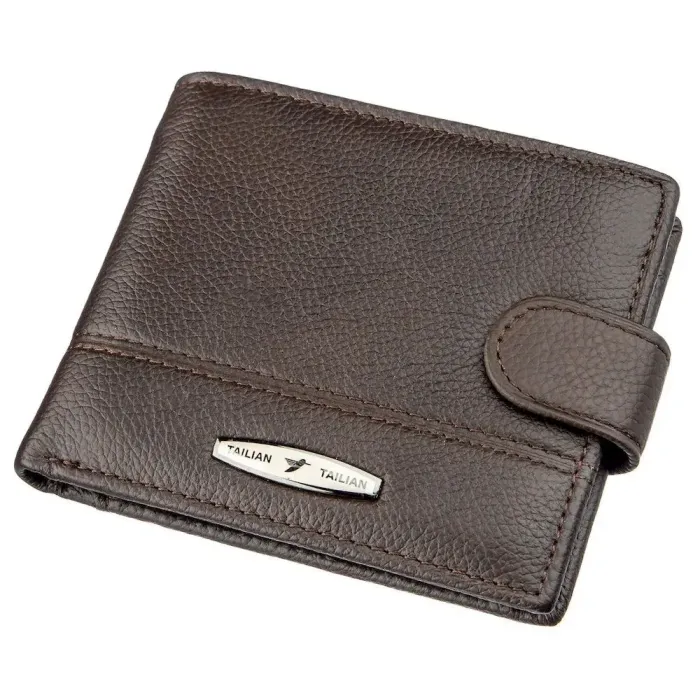 Гаманець компактний чоловічий шкіряний флотар TAILIAN 19010 Коричневий