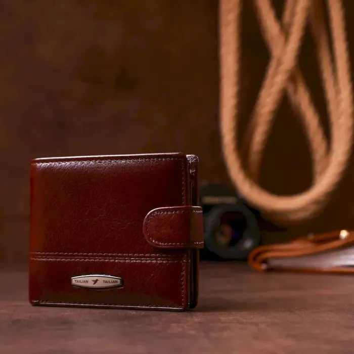 Гаманець чоловічий шкіряний флотар TAILIAN 18981 Коричневий