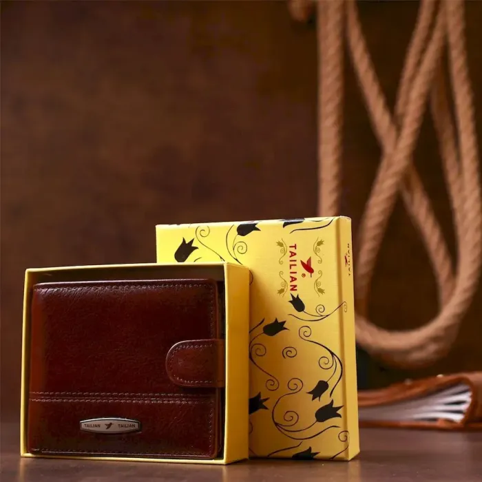 Гаманець чоловічий шкіряний флотар TAILIAN 18981 Коричневий