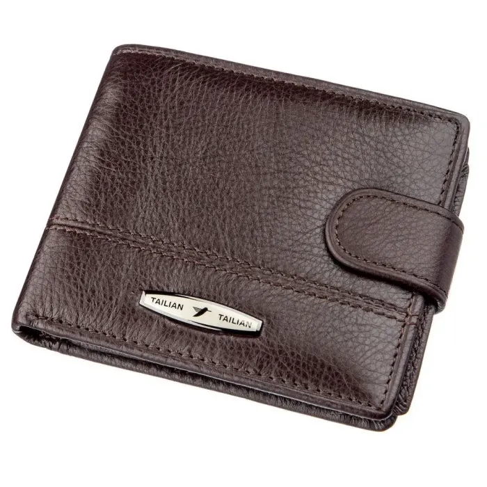 Гаманець чоловічий шкіряний флотар TAILIAN 18982 Темно-коричневий