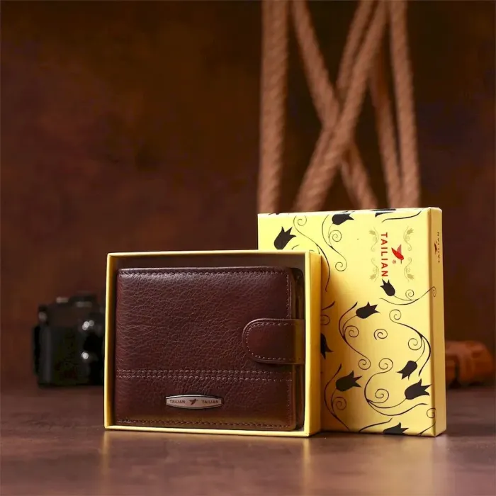Гаманець чоловічий шкіряний флотар TAILIAN 18982 Темно-коричневий