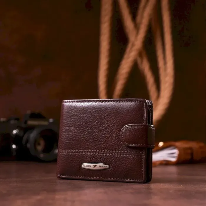 Гаманець чоловічий шкіряний флотар TAILIAN 18982 Темно-коричневий